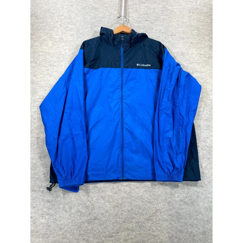 Columbia Glennaker Lake II Rain Jacket Mens XL Navy Blue Hooded Full Zip